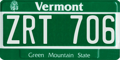 VT license plate ZRT706