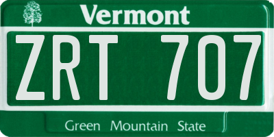 VT license plate ZRT707