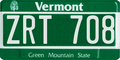 VT license plate ZRT708