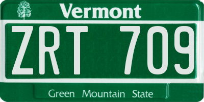 VT license plate ZRT709