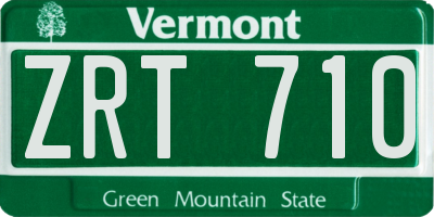 VT license plate ZRT710