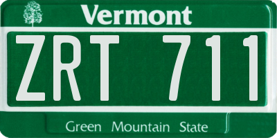 VT license plate ZRT711