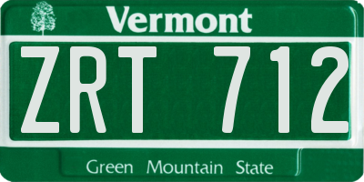 VT license plate ZRT712