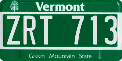 VT license plate ZRT713
