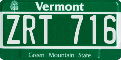VT license plate ZRT716