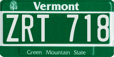 VT license plate ZRT718