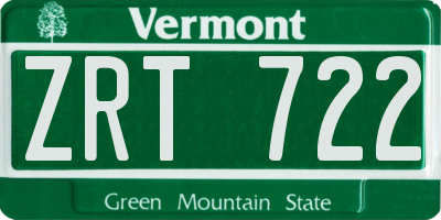 VT license plate ZRT722