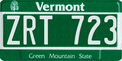 VT license plate ZRT723