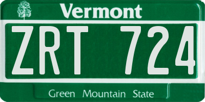 VT license plate ZRT724