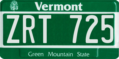 VT license plate ZRT725