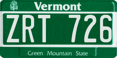 VT license plate ZRT726
