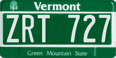VT license plate ZRT727