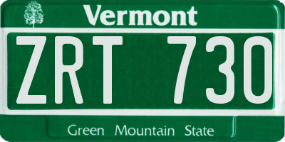 VT license plate ZRT730