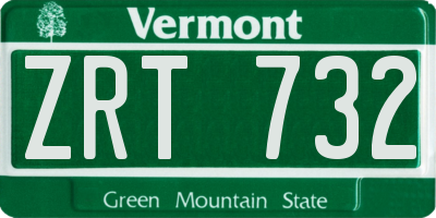 VT license plate ZRT732