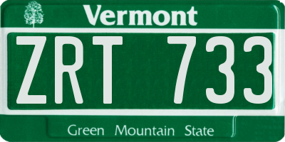 VT license plate ZRT733