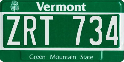 VT license plate ZRT734