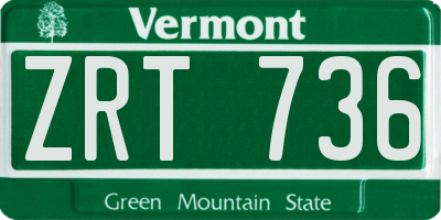 VT license plate ZRT736