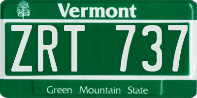 VT license plate ZRT737
