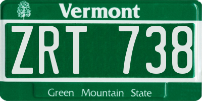VT license plate ZRT738