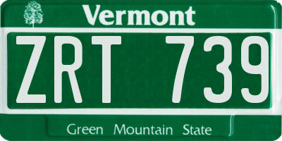 VT license plate ZRT739