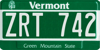 VT license plate ZRT742