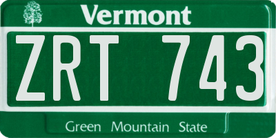 VT license plate ZRT743