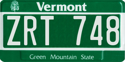 VT license plate ZRT748