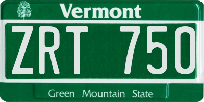 VT license plate ZRT750