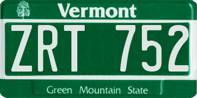 VT license plate ZRT752