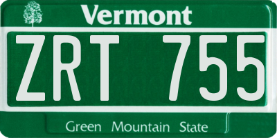 VT license plate ZRT755