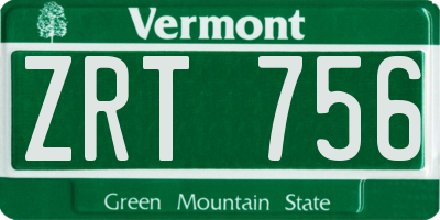 VT license plate ZRT756