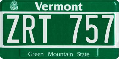 VT license plate ZRT757