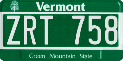 VT license plate ZRT758