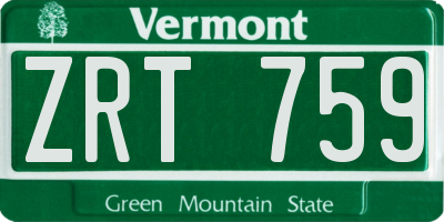 VT license plate ZRT759