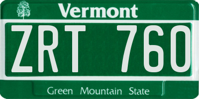 VT license plate ZRT760