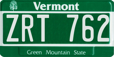 VT license plate ZRT762