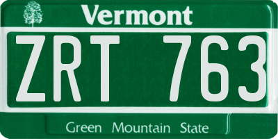 VT license plate ZRT763