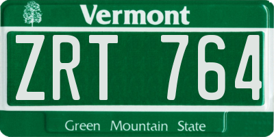 VT license plate ZRT764
