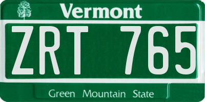 VT license plate ZRT765