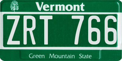 VT license plate ZRT766