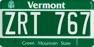 VT license plate ZRT767