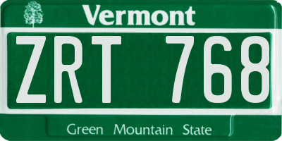 VT license plate ZRT768