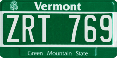VT license plate ZRT769