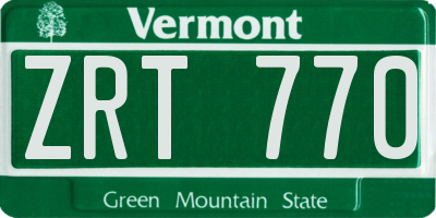 VT license plate ZRT770