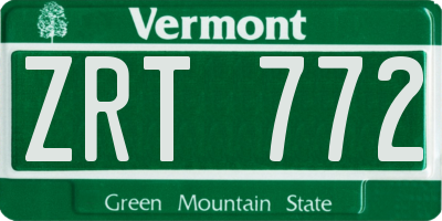 VT license plate ZRT772