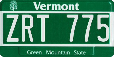 VT license plate ZRT775