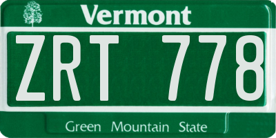 VT license plate ZRT778