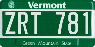 VT license plate ZRT781