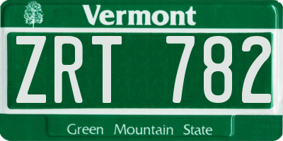 VT license plate ZRT782