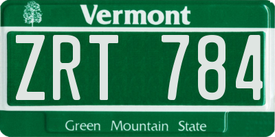 VT license plate ZRT784